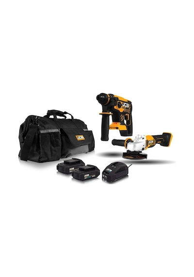 Jcb 18 BLRH Kömürsüz Kırıcı-Delici + 18AG Taşlama + 18 V 4.0 Ah Çift Akülü Set
