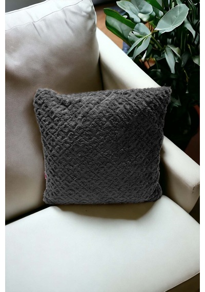 Bohem Dekoratif Yastık Kılıfı Kırlent Kılıfı 43x43 Cm Antrasit Otantik Gri