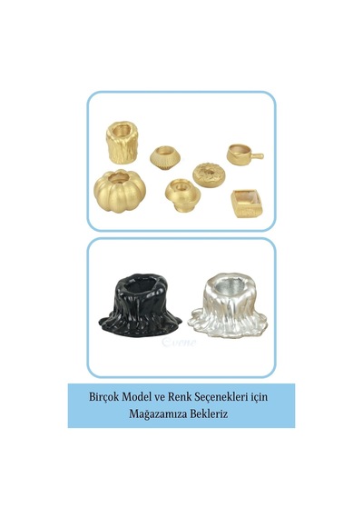 Mumluk Şamdan 3 Adet Tealight Uyumlu Üçlü Küçük Erimiş Mum Model - Altın