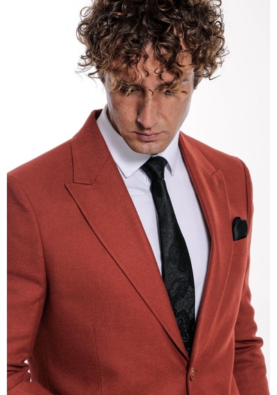 Düz Slim Fit Spor Bordo Erkek Ceket - Wessi Bordo