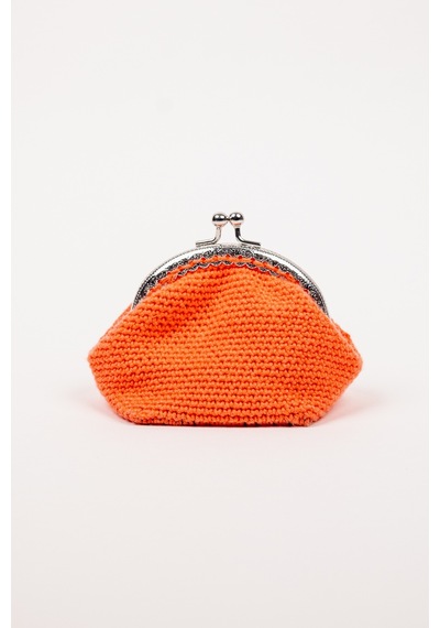 Fabric Craft Bag Bozuk Para Cüzdanı Merserize Pamuk Klipsli Örgü Turuncu