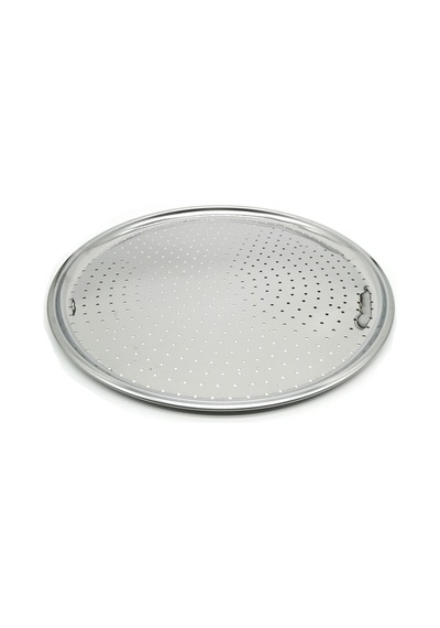 Paslanmaz Çelik Delikli Pizza Pişirme Fırın Tepsisi-36 CM Gümüş