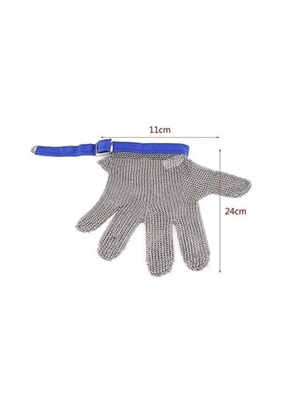 Paslanmaz Çelik Örme Kesilmez Eldiven 24x11 Cm - Seviye 5 Koruma, Kasap, Mutfak, Istiridye Soyma, Ahşap Oyma Ve En Diğer