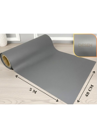 48 Cm X 5 Metre - Açık Gri Kumaş Desenli - Suni Deri Çekmece İçi Kaydırmaz Halı , Raf Örtüsü Diğer