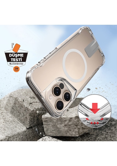 Apple Uyumlu iPhone 16 Pro Kılıf Magsafe Şarj Özellikli Zore T-max Standlı Kapak Casesuar