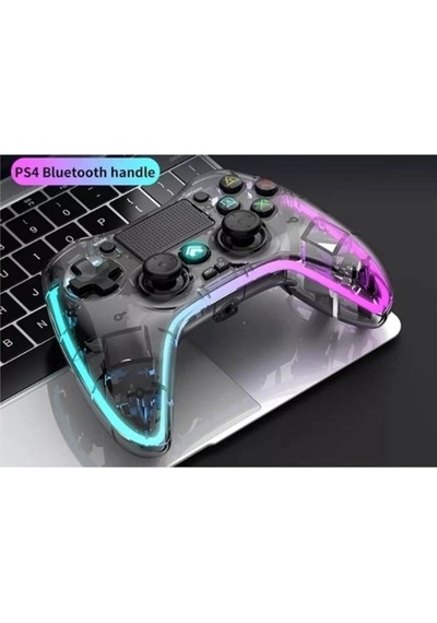 Şeffaf Rgb Işıklı Gamepad Joystickkablosuz Oyun Kolu Ps4 Ps3 Pc Android Tv Telefon Uyumlu