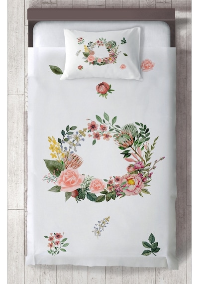 Mekta Home Bebek Ve Çocuk Odası Çiçekli Çelenk Desenli Yatak Örtüsü Renkli