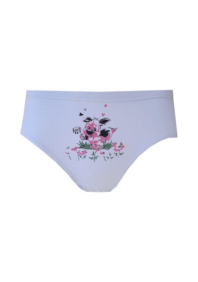 Hepsine Rakip 6lı Kız Çocuk Slip Külot Baskılı Pamuklu Rahat Ekonomik Beyaz