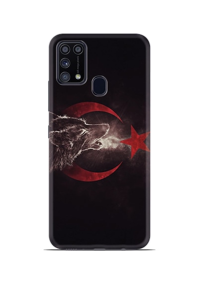 Samsung Samsung Galaxy Uyumlu A31 Kılıf Desenli Silikon Güzel Kılıf Kurt Ve Ay Yıldız 1403