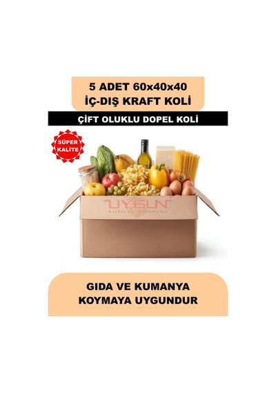5 Adet 60x40x40 Ev Taşıma Kolisi, Çeyiz Kolisi, Boş Koli, Çift Oluklu Ksssk Dopel