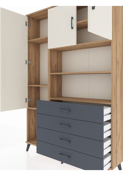 Arges Dolap 7 Raflı 4 Çekmeceli 3 Kapaklı 132x30x195 Çam-aytaşı/antrasit Aytası/antrasıt Arges Dolap 7 Raflı 4 Çekmeceli 3 Kapaklı 132x30x195 Çam-aytaşı/antrasit Aytası/antrasıt