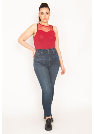 Şans Kadın Lacivert 5 Cep Likralı Süper Skinny Jean Pantolon 65n35381-lacivert Lacivert