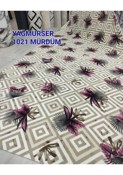 Yağmurser Halı Kelebek Desen Kaymaz Jel Taban Kesme Yolluk