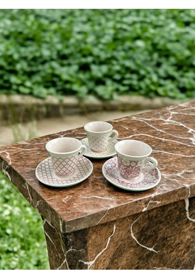Şık Ve Modern 3lü Fincan Takımı Ahşap