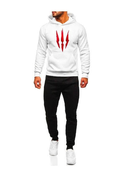 Witcher Pençe Eşofman Takımı Beyaz Sweatshirt Siyah Jogger - Baskılı Oversize Şardonlu Kapüşonlu Beyaz Witcher Pençe Eşofman Takımı Beyaz Sweatshirt Siyah Jogger - Baskılı Oversize Şardonlu Kapüşonlu Beyaz