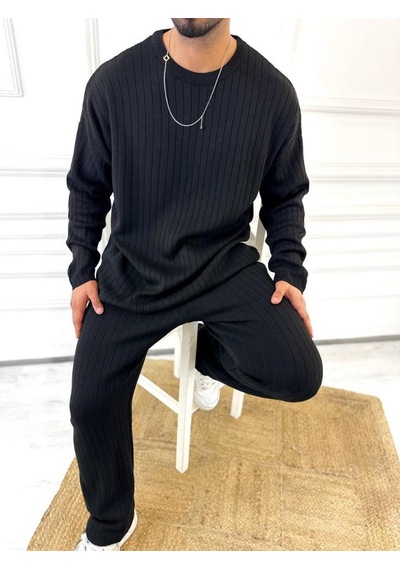 Uzun Kollu Tişört Fitilli Örme Triko Yumuşak Dokulu Tüylenmez Pamuklu Kazak Sweatshirt Siyah Uzun Kollu Tişört Fitilli Örme Triko Yumuşak Dokulu Tüylenmez Pamuklu Kazak Sweatshirt Siyah