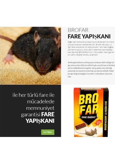 Brofar Tane Buğday Şeklinde Fare Zehiri 2 x 200 G