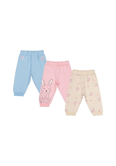 Civil Baby Tavşan Baskılı 3'lü Set 6-18 Ay Eşofman Altı Çok Renkli