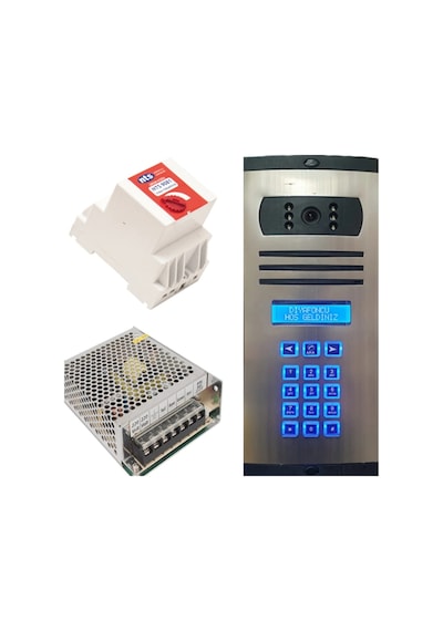 18 Daire Nts 2015-b 7'' Görüntülü Diafon Beyaz-8003 Tuş Takımlı Şifreli Zil Panelli Set