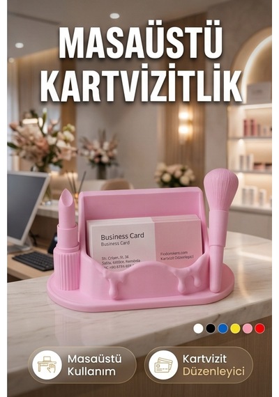 Güzellik Uzmanı Ve Kuaför Masaüstü Kartvizitlik Ruj Fırça Detaylı