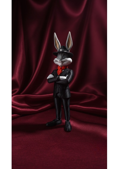 Looney Tunes Bugs Bunny Figürü - Klasik Takım Elbiseli Özel Tasarım Koleksiyonluk Biblo / Figür