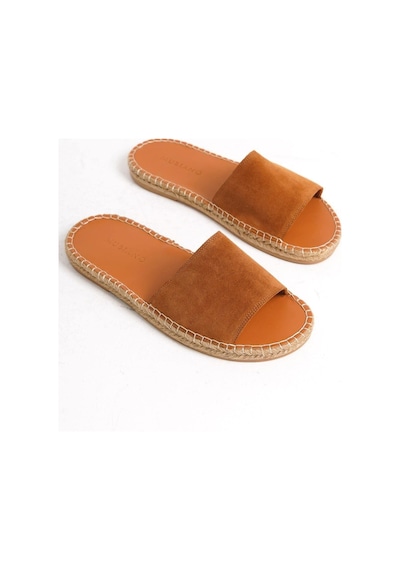 Mubiano Hakiki Deri Summer Erkek Süet Jüt Taban Taba Espadril Terlik -mssr122-tb Taba