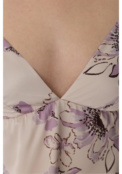 Penti Pastel Bej Petal Saten Atlet Pijama Üstü