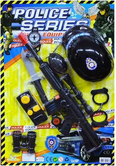 Baretli Büyük Boy Polis 10 Parça Oyuncak Polis Eğitim Seti