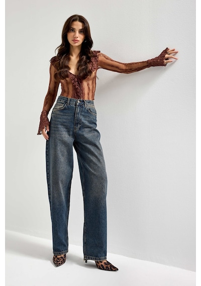Itsbasic Kadın T.kot Rengi Cindy 2w48 Skater Fir Bol Kesim Denim Jean Kırmızı