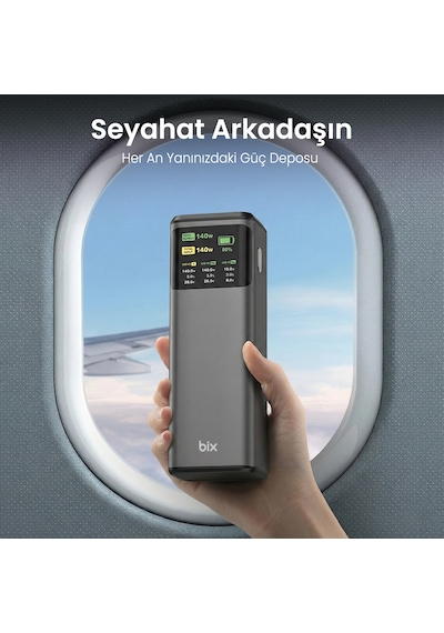 Bix Pb200w 24000mah 140w Usb-c Pd & Usb-a Çıkışlı Powerbank Gri Gri