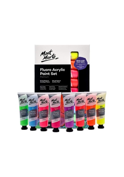 Fluoro Akrilik Boya Seti, 8 X 1 Oz 36 Ml Tüp, 8 Renk, Tuval, Kart, Kağıt Ve Ahşap Dahil Olmak Üzere Çoğu Yüzey Genel