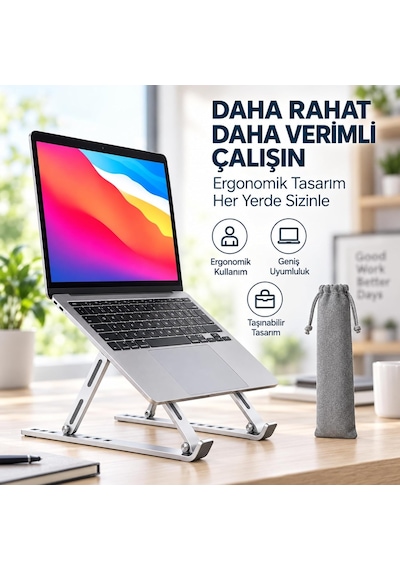 Alüminyum Laptop Standı 7 Kademeli Katlanabilir Ayarlanabilir