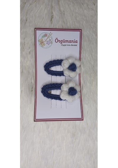 Amigurumi Toka - Çıtçıtlı El Örgüsü Toka 1 Çift Koyu Mavi