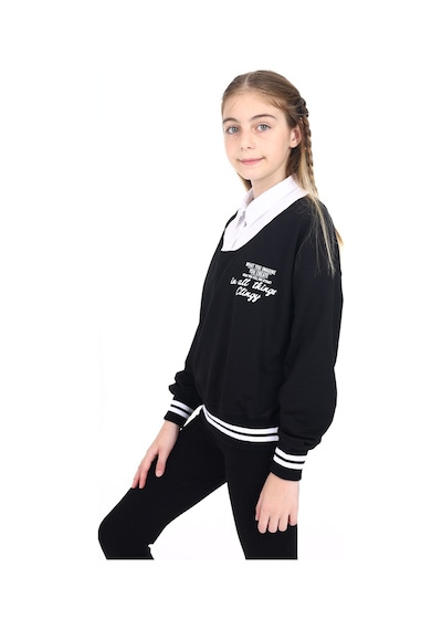 Toontoy Kız Çocuk Okul Sweatshirt Siyah