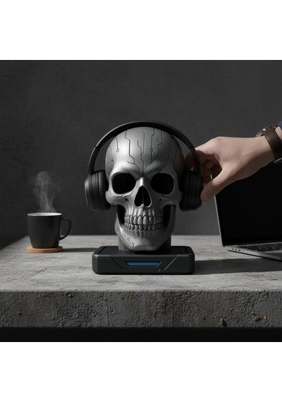Happy3dworld Kafatası Kulaklık Standı, 3d Baskı Gotik Gaming Masaüstü Dekor