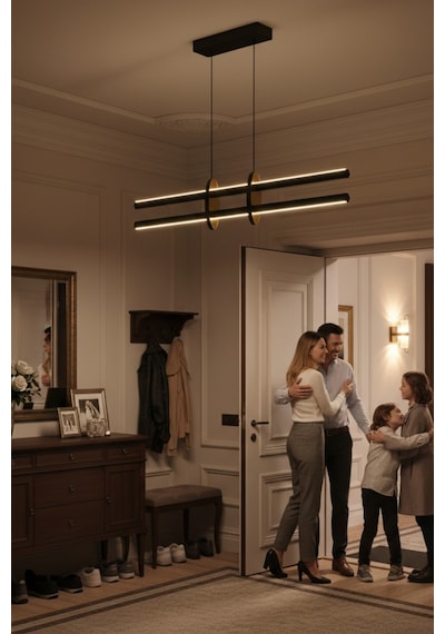 Halo Bronz Lineer Led Sarkıt Avize Kumandalı Dim Edilebilir Yukarı & Aşağı Işık Doğal Işık
