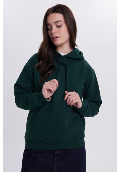 Tudors Kadın Relax Fit Rahat Kesim Pamuklu Kapüşonlu Kanguru Cepli Yeşil Sweatshirt-39942 Yeşil Tudors Kadın Relax Fit Rahat Kesim Pamuklu Kapüşonlu Kanguru Cepli Yeşil Sweatshirt-39942 Yeşil