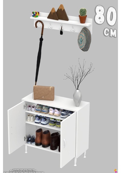 Aura Portmanto Vestiyer Ayakkabılık 2 Raf 3 Bölme 3 Kancalı Askılı Dar Alan Çok Amaçlı Dolap 80 Cm Aura Portmanto Vestiyer Ayakkabılık 2 Raf 3 Bölme 3 Kancalı Askılı Dar Alan Çok Amaçlı Dolap 80 Cm