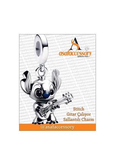 Stitch Gitar Çalıyor Charm Asafaccessory Gümüş