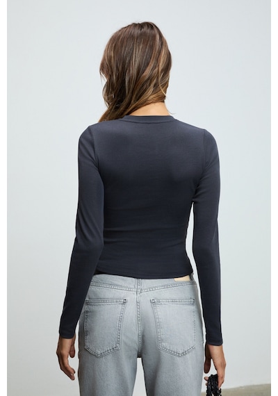 Grımelange Grıgros Kadın Esnek Kumaşlı Vücuda Oturan Slim Fit Uzun Kollu Antrasit T-shirt Antrasit Grımelange Grıgros Kadın Esnek Kumaşlı Vücuda Oturan Slim Fit Uzun Kollu Antrasit T-shirt Antrasit