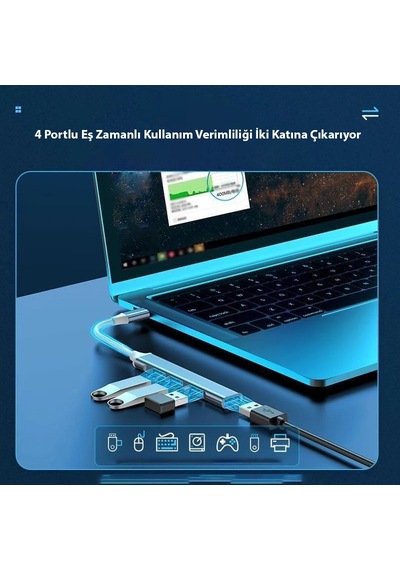 Eıma Ehb-12 Type-c Usb Çoklayıcı Hub 4 Port Usb 3.0 Dönüştürücü Adaptör