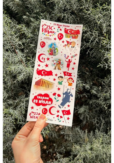 23 Nisan Mini Sticker Seti 3 Sayfa Okul Etkinlik Ve Hediye Sticker Çocuk Bayramı Sınıf Hediyelk Çok Renkli