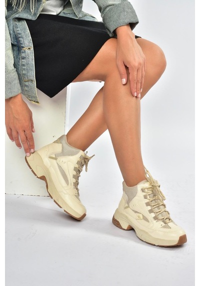 Fox Shoes V312415009 Bej Bilekli Spor Ayakkabı Sneakers Bej