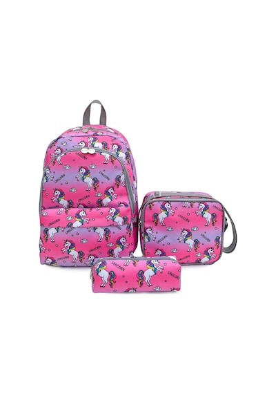 Superbag Kız Çocuk Ilkokul Çantası Unicorn Desenli Sırt Çantası Beslenmelik Ve Kalemlik 3'lü Set