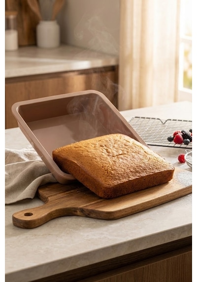 Kare Silikon Fırın Kalıbı Derin Yapılı, Yapışmaz Kek & Brownie Kalıbı 26 X 26 Cm Çok Renkli