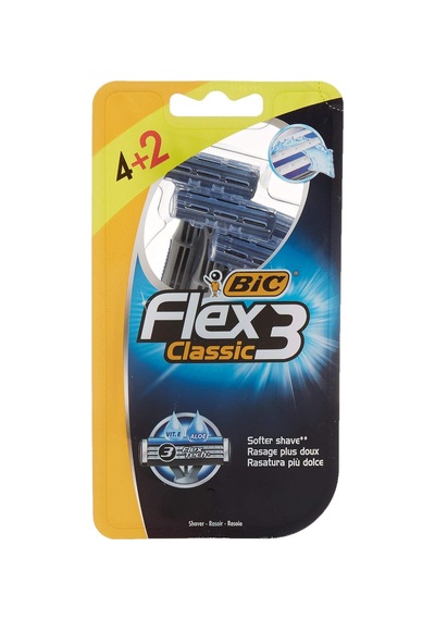 Flex 3 Erkek Tıraş Bıçağı 6'lı Blister 3 Bıçak , Birbirinden Bağımsız Hareket Edebilen 3 Bıçak, Oynar Başlık, Aloe Vera İle Zenginleştirilmiş Kayganlaştırıcı Jel Şerit