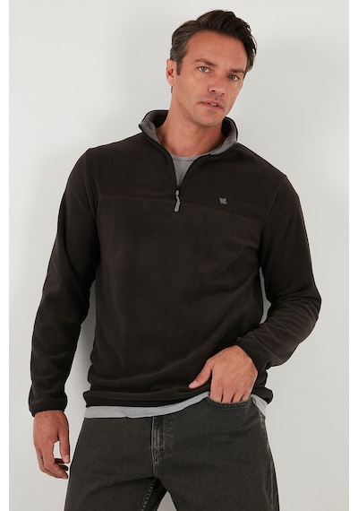 Buratti Slim Fit Anti-Pilling Tüylenme Yapmayan Bato Yaka Kışlık Şardonlu Erkek Polar 5906001 Antrasit