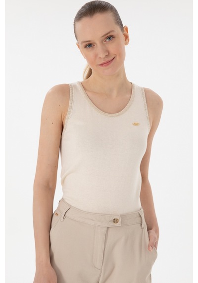 U.S. Polo Assn. Kadın Krem Bisiklet Yaka Triko Tişört 50306480-VR071