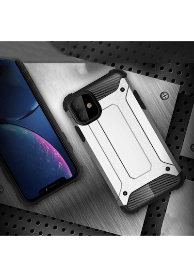Noktaks - Apple Uyumlu iPhone   11 - Kılıf   Çift Katman Zırh Tank Crash Military Kapak - Kırmızı