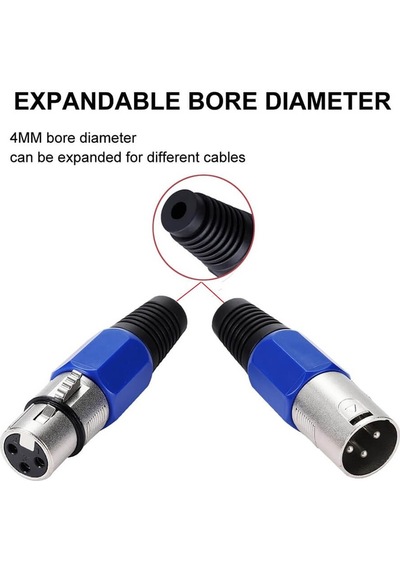 2 Adet - 3 Pin Xlr Konektörü Dişi + Erkek Mikrofon Jackı - Mikrofon Ses Jakı